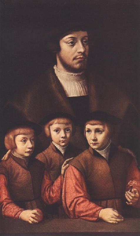 BRUYN, Barthel Portrait of a Man with Three Sons Sweden oil painting art